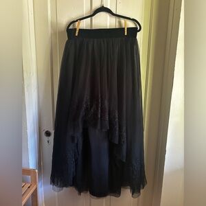 Black tulle high low skirt Torrid 1 Halloween REN faire NWT